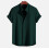 (Dark Green, XXL) Men's Solid Color Summer Short Sleeve Shirt 1