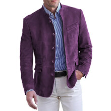 (Purple, 3XL) Autumn Winter Men's Suede Blazer