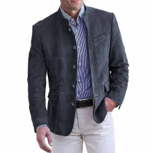 (Dark Gray, M) Autumn Winter Men's Suede Blazer