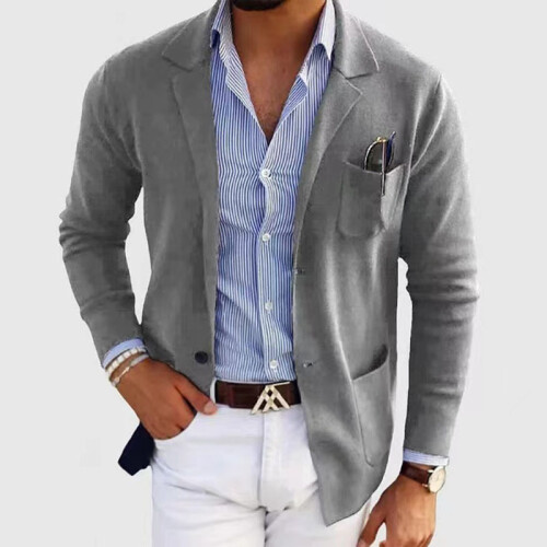 (Light Gray, L) Men's Slim Fit Wedding & Event Suit