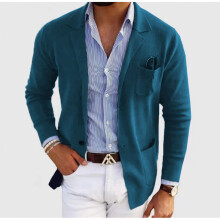 (Peacock Blue, 3XL) Abito da uomo slim fit per matrimoni ed eventi