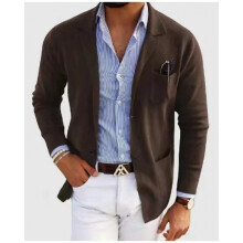 (Brown, XL) Abito da uomo slim fit per matrimoni ed eventi