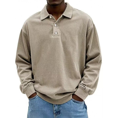 (Navy Blue, S) Lässiges Herren-Langarmhemd mit Knopfleiste 1