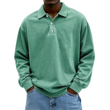 (Green, S) Men's Casual Long Sleeve Button-Down Shirt