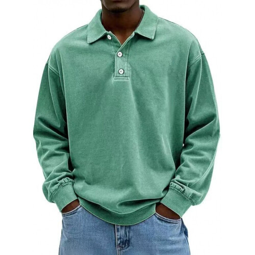 (Green, 4XL) Men's Casual Long Sleeve Button-Down Shirt