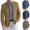 (Khaki, XL) Autumn Winter Men's Suede Blazer 2