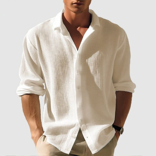 (Light Blue, XL) Herren-Freizeithemd/Strickjacke mit Waffelstruktur, langen Ärmeln, einfarbig 2