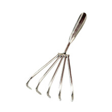 Stainless Steel Clam Rake with Ergonomic Comfort Grip, Handheld Beach Clamming Tool 5 Tooth 5cm