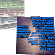 Magnetic Toolbox Labels 3D Raised Lettering Reusable Drawer Tags for Garage Organization Blue