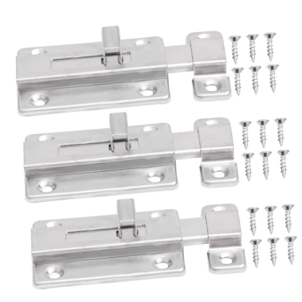 3Pcs Stainless Steel Sliding Door Lock Set With Secure Latch Bolt For Cabinets Easy Installation 9073542136316