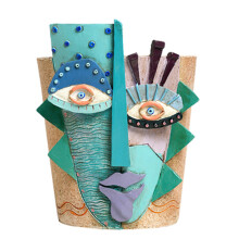 Face Planter Small Colorful Abstract Vase with Artistic Design and Drainage for Home Décor