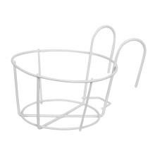 White Metal Hanging Flower Pot Holder 12cm, Decorative Iron Planter Basket for Balcony Fence
