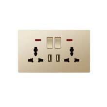 Wall Power Socket with USB, 220V Universal 6Hole Dual Outlet, Dual USB Fast Charging 2 Gang Design