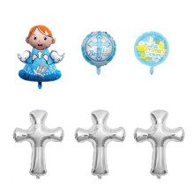 6pcs Cross Foil Balloons Reusable Metallic Decorations for Baptism Wedding and Religious Parties Set1
