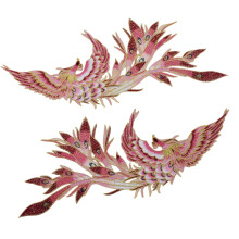 Artistic Shape Sewing Patches With Thread Detail For-rose red