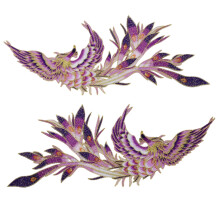 Gold Thread Embroidery Patches Pair For Bags And Home-Purple
