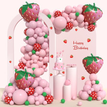 Strawberry Balloon Arch Kit 147Pack Vibrant Berry Themed Party Decorations for Baby Shower and First Birthday