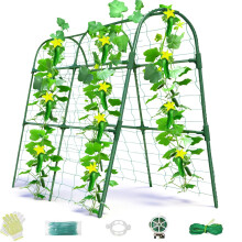 Metal Cucumber Trellis for Raised Beds, UShape Garden Arch Trellis with RustResistant Frame, 31.5x30x47in Green
