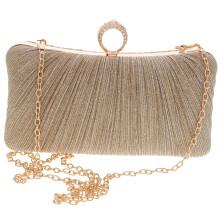 Golden Zinc Alloy Clutch Purse Elegant Handbag for Evening