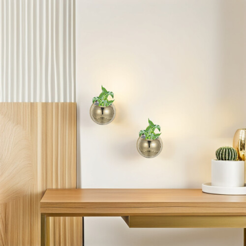 Gouden Disco Bal Hydroponic Vaas Voor Ophanging 2