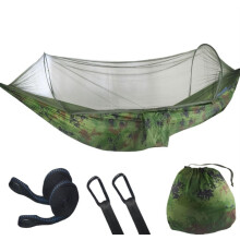Double Camping Hammock with Mosquito Net, Lightweight Parachute Fabric for Outdoor Travel 290x140cm
