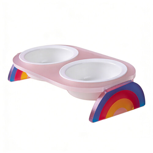 Erhöhte Haustier-Futterstation,-Regenbogen transparent