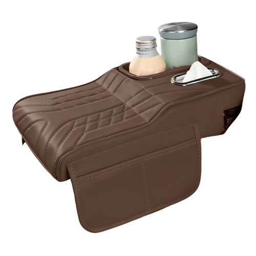 Luxury Leather Ergonomic Car Armrest Cushion Accessory-Brown