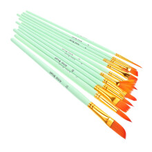 12Pcs Paint Brush Set with Ergonomic Grip Handle, Durable Nylon Bristles for Acrylic and Watercolor