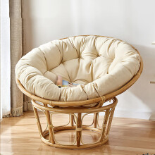 Tufted Garden Chair Cushion Round Egg Chair Cushion For Indoor Outdoor Use Cream Color 140x140 Cm 55x55 In