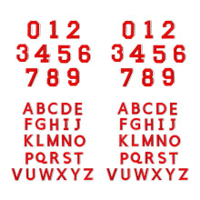 72 Stück waschbare Buchstaben- und Zahlen-Nähflicken,-Rot