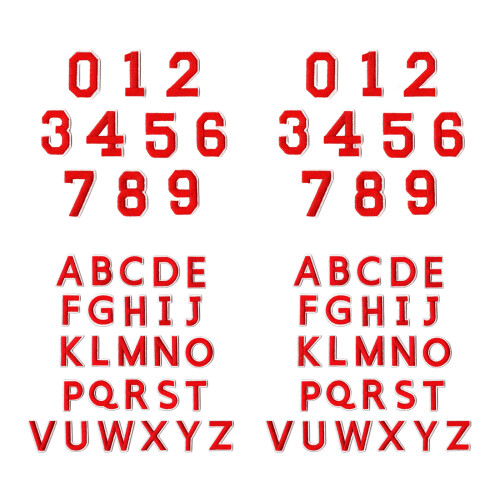 72 Stück waschbare Buchstaben- und Zahlen-Nähflicken,-Rot