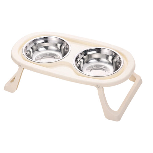 Ensemble de gamelles surélevées pour-Acier inoxydable beige