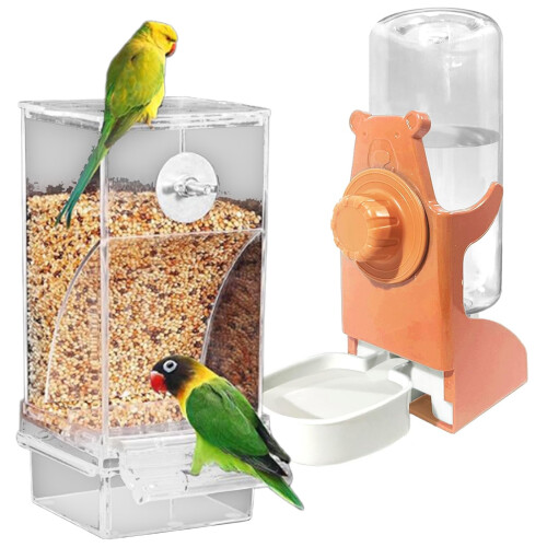 Mangeoire pour oiseaux, distributeur d'eau,-couleur orange