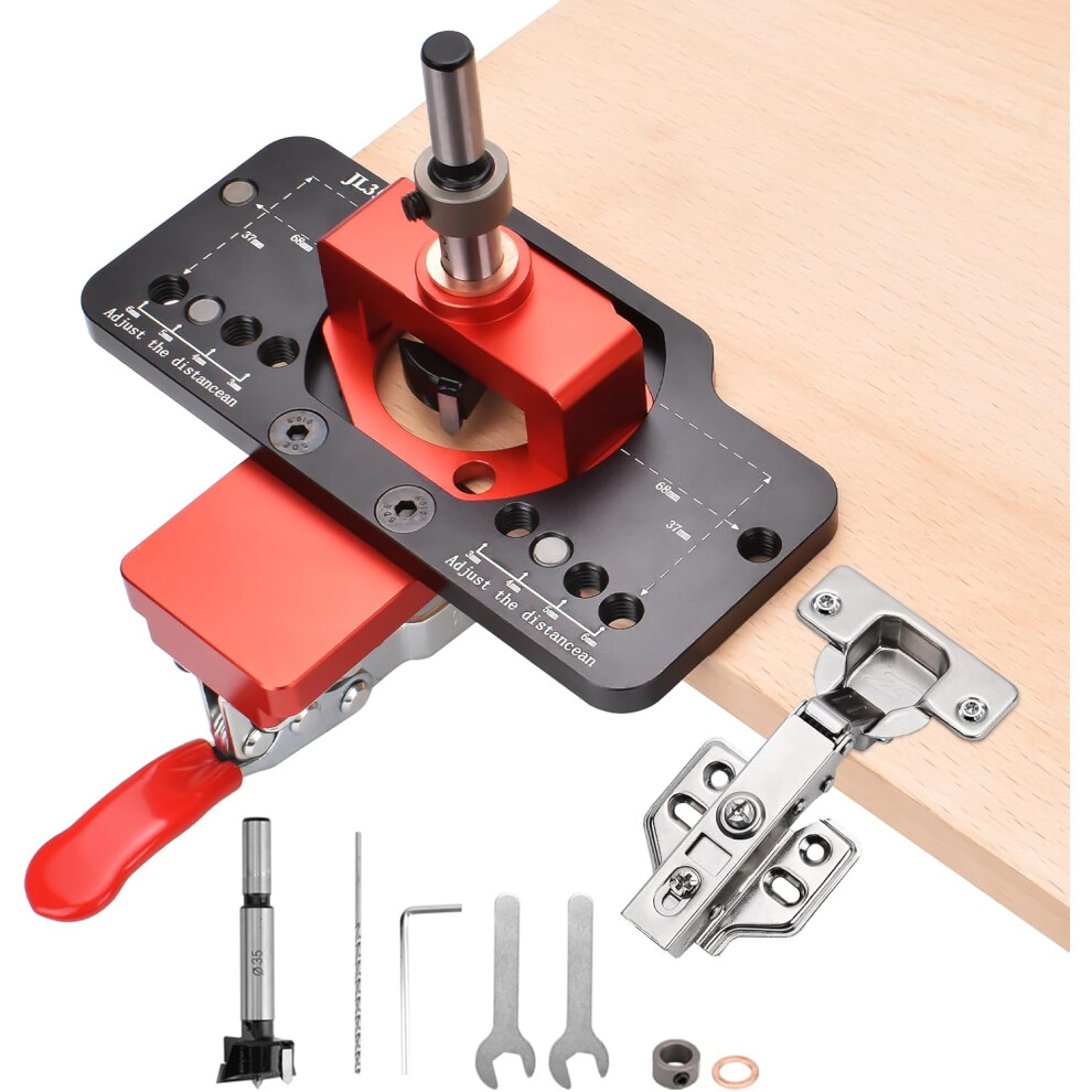 35Mm Cabinet Door Hinge Jig, Aluminum Alloy Accurate Locking Concealed Hinge Drilling Jig Hole Guide Locator, Puncher Household Woodworking Tool 747887428397