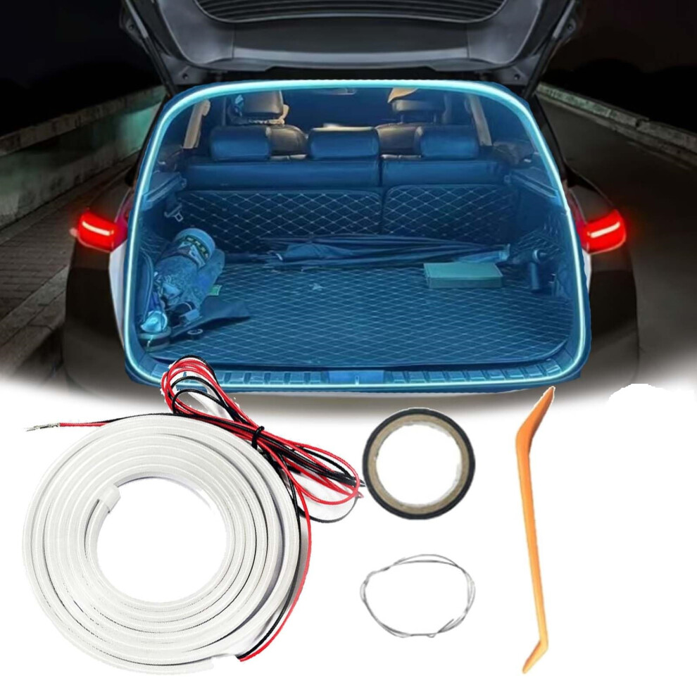 (4M, ) Dynamic Flowing Car Trunk Strip,Flexible Trunk Led Strip, Car Led Interior Lights For Cargo Area Interior Illumination Decor Blue/Light 747887428465