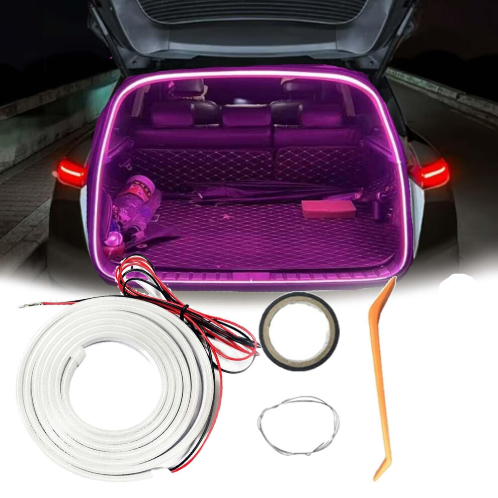(4M, ) Dynamic Flowing Car Trunk Strip,Flexible Trunk Led Strip, Car Led Interior Lights For Cargo Area Interior Illumination Decor Purple/Light 747887428489