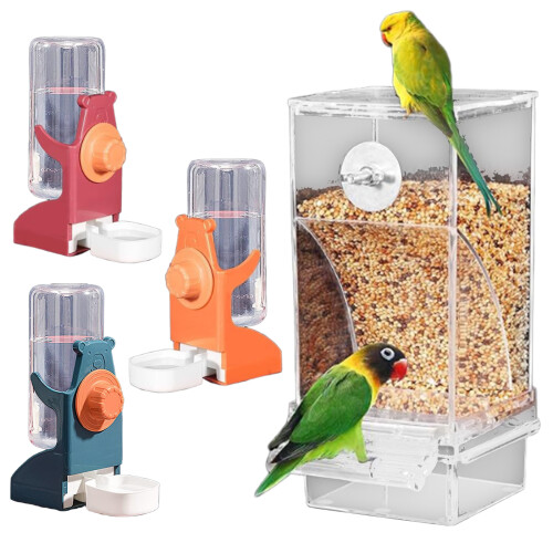 Mangeoire pour oiseaux, distributeur d'eau,-couleur orange 1
