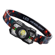 Rechargeable LED Headlamp with Smart Motion Sensor, Waterproof 45 Adjustable Beam for Camping and Work