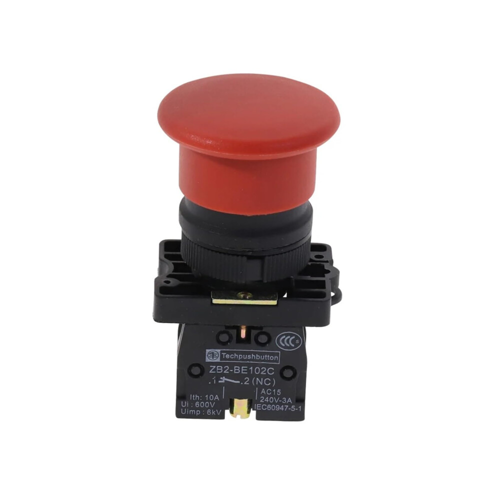 5Pcs Emergency Stop Button Switch Nc Spst, Red Latching Push Button For Industrial Safety Control 9351714615457