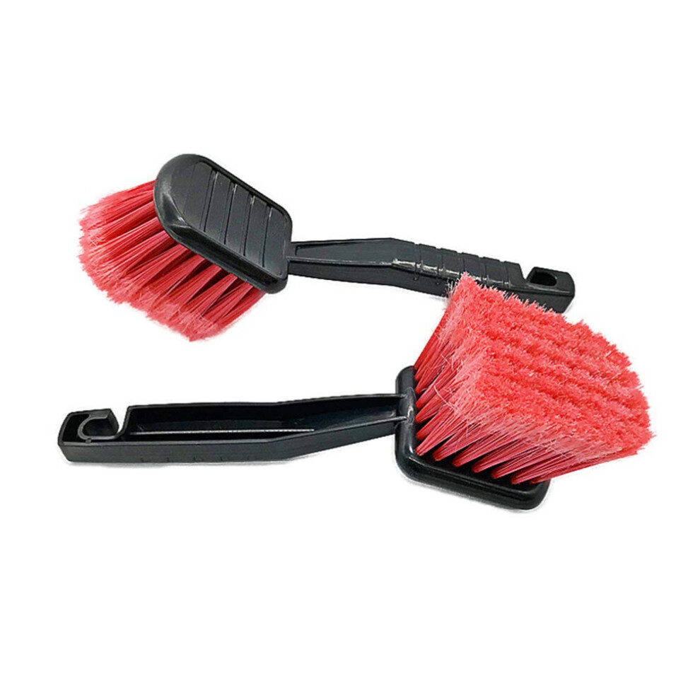 2Pcs Wheel Cleaning Brush With Soft Bristles, Antislip Grip Rim Detailing Tool For Car And Home Use Red 9073542138341