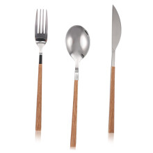 Stainless Steel Cutlery Set with Wood Like Handles, Ergonomic Durable Tableware for Home and Parties