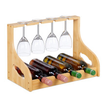Wine Rack with Glass Holder for 4 Bottles