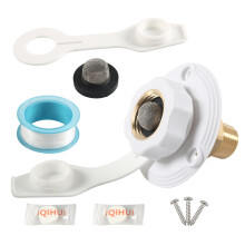 RV City Water Inlet with Check Valve, Durable ABS Brass Flange, Leak‑Resistant Easy Grip Hookup