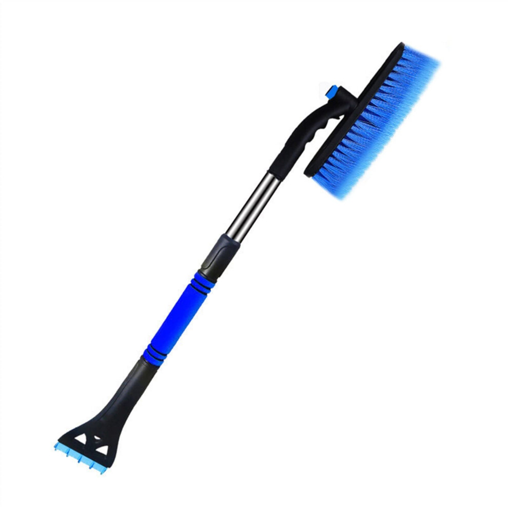 3 In 1 Extendable Car Snow Brush And Detachable Ice Scraper For Windshield With Soft Silicone Squeegee Blue 9073542138464