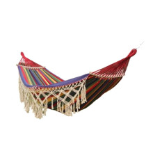 Red Outdoor Hammock with Breathable Cotton Mesh, AntiFlip Camping Hammock for Garden and Patio Relaxation