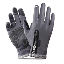 (M, Grey) Touchscreen Winter Warm Gloves Climbing Riding Skiing Unisex Waterproof Bike Glove
