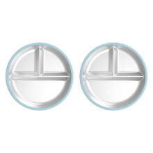 Heatproof Steel Meal Plate Silicone Suction Nonslip Design-Blue