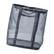 Multi Use Foldable Laundry Hamper Mesh Fabric For Home-Gray
