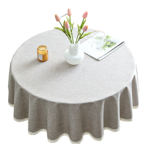 Scratch Resistant Round Dining Cloth Easy Wipe-120cm Hemp ashes