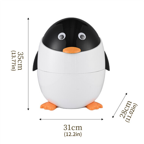 Fun Cartoon Waste Bin Easy Lid Trash Can for Kitchen-White 2